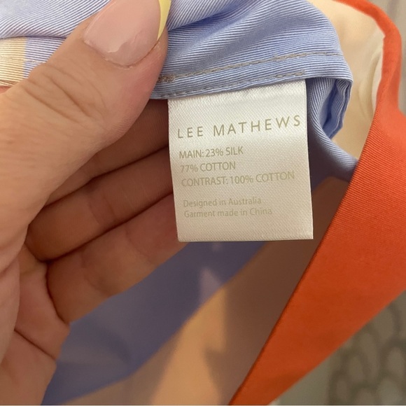 Lee Mathews Striped Puff Sleeve Blouse Size 2 US M/L Silk Cotton Blend - Picture 6 of 6